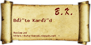 Büte Karád névjegykártya